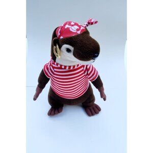 Captain Kidd Otter Stuffed Animal Pirate Gold Earring 14" Plush Toy Factory RARE